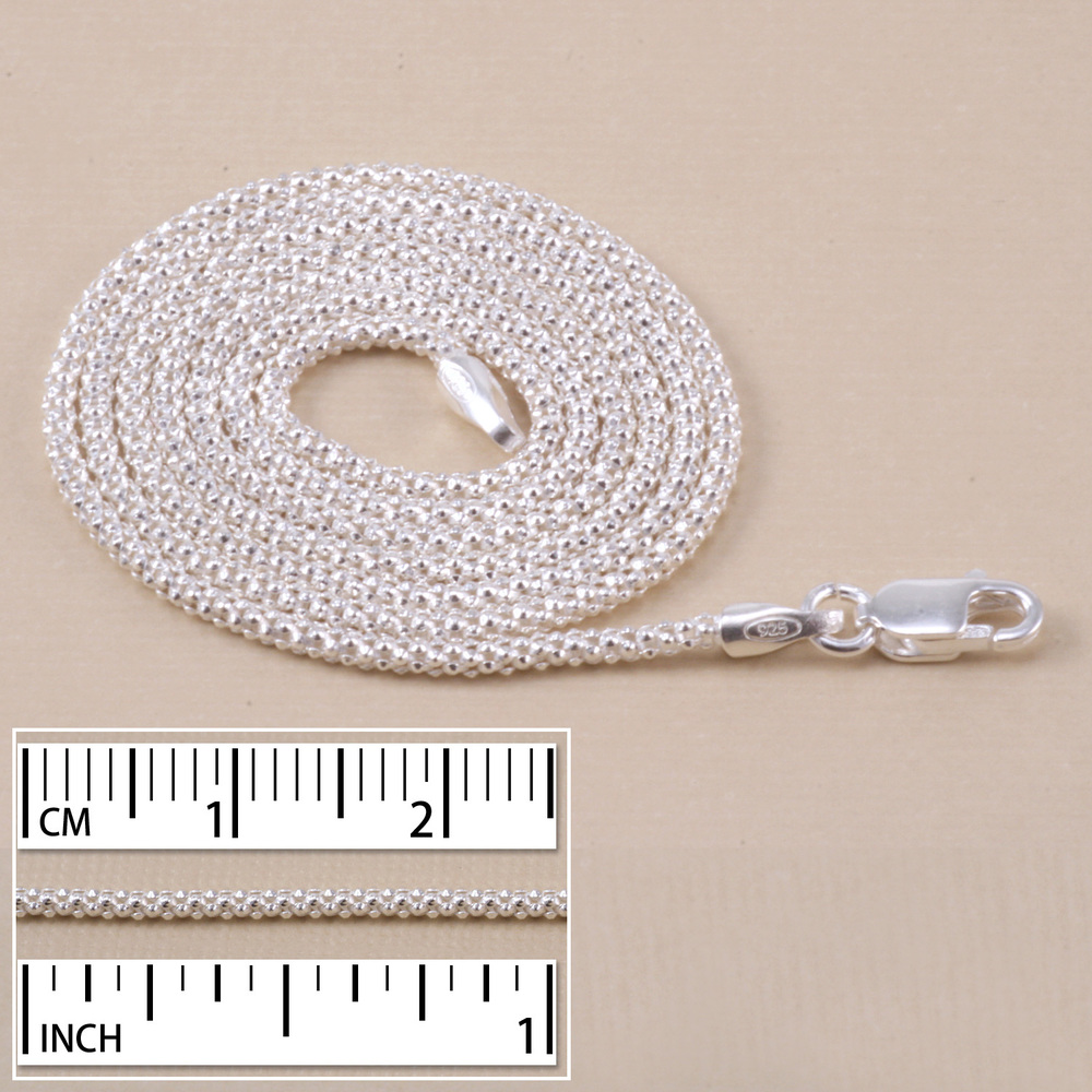 Chain & Clasps Sterling Silver Popcorn Chain, 18"